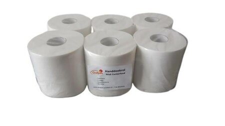 Poetspapier | Hygiënepapier | 2 laags | Midi rol | 6x 100 meter